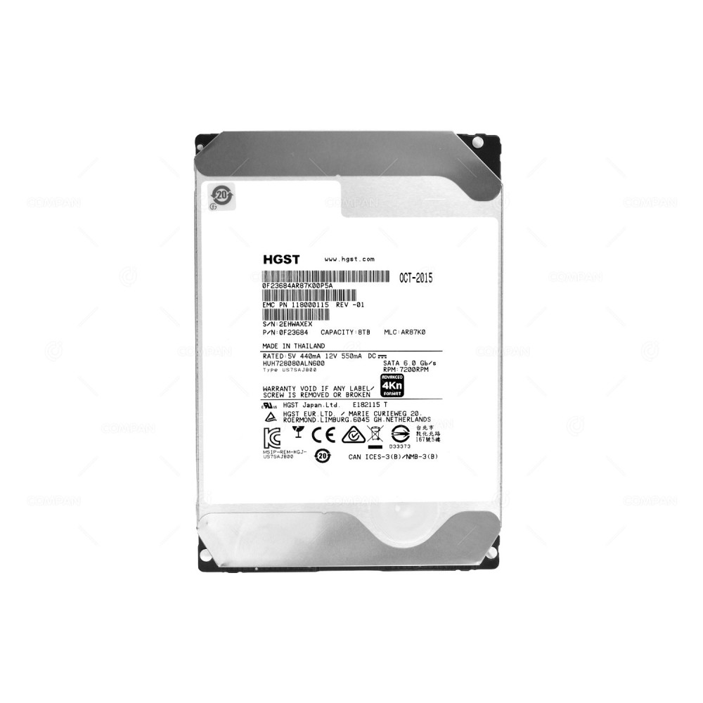 HUH728080ALN600 HITACHI HDD 8TB 7.2K SATA 6G 3.5" LFF 128MB CACHE